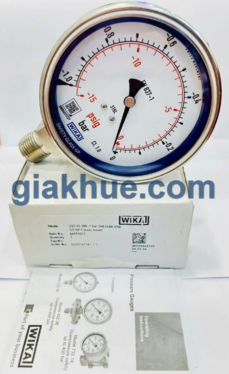 Đồng hồ đo áp suất Wika 232.50 thực tế tại kho Gia Khuê TP.HCM