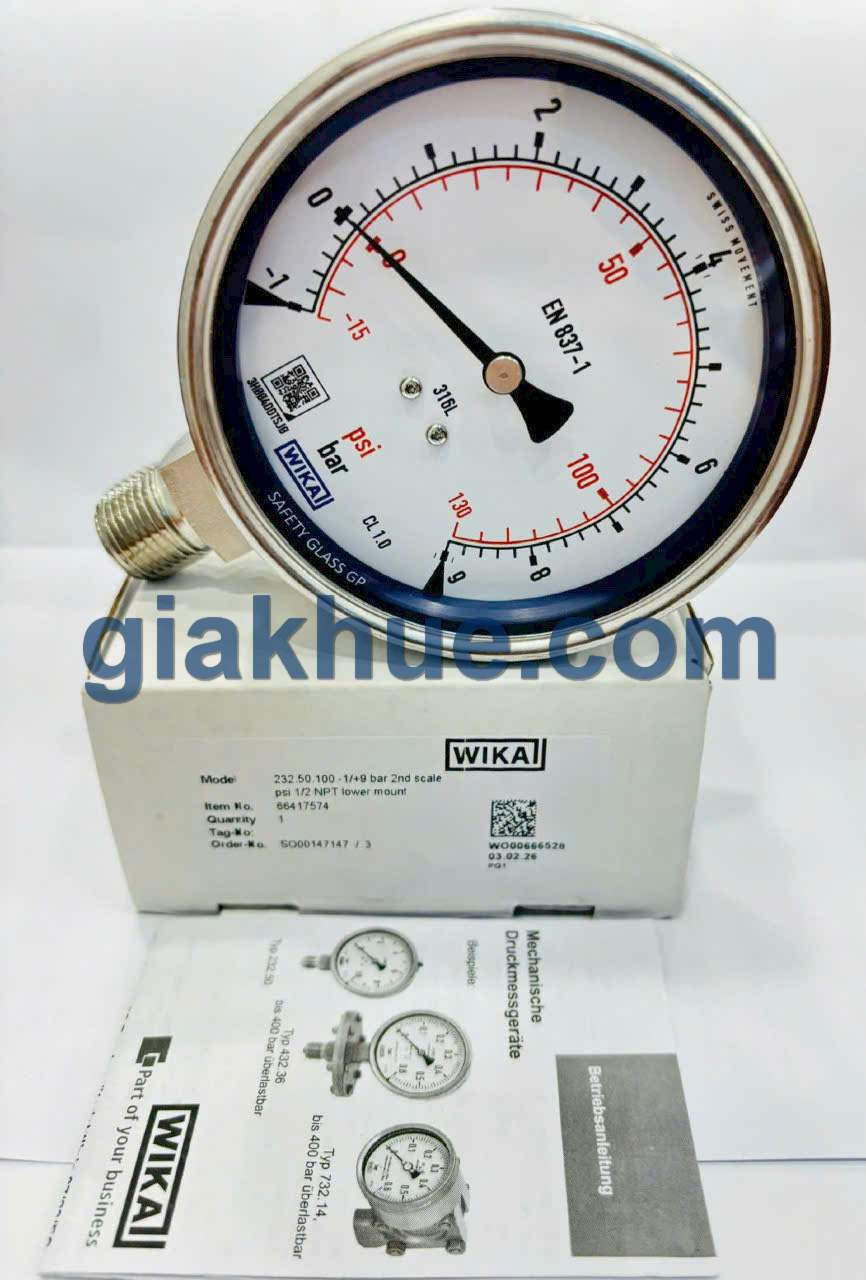 Đồng hồ đo áp suất Wika 232.50 thực tế tại kho Gia Khuê TP.HCM