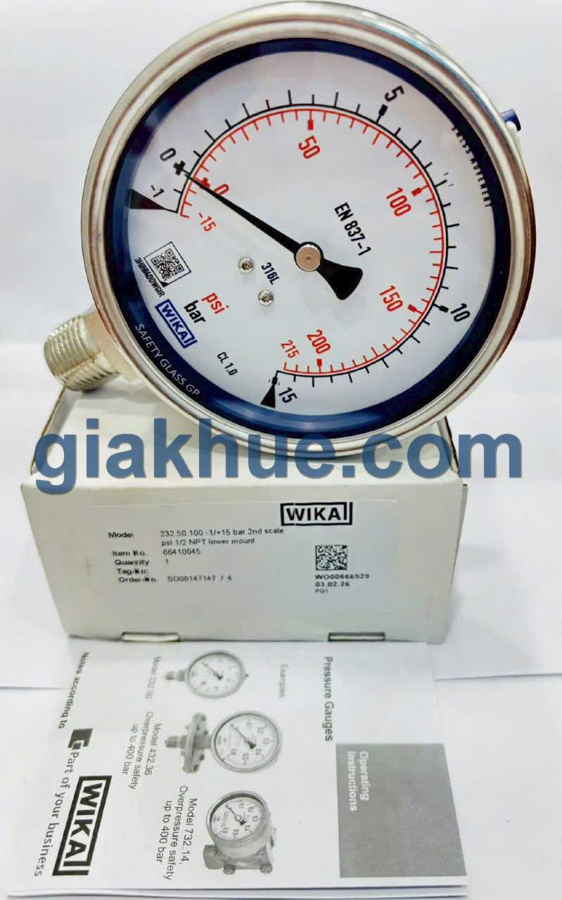 Đồng hồ đo áp suất Wika 232.50 thực tế tại kho Gia Khuê TP.HCM