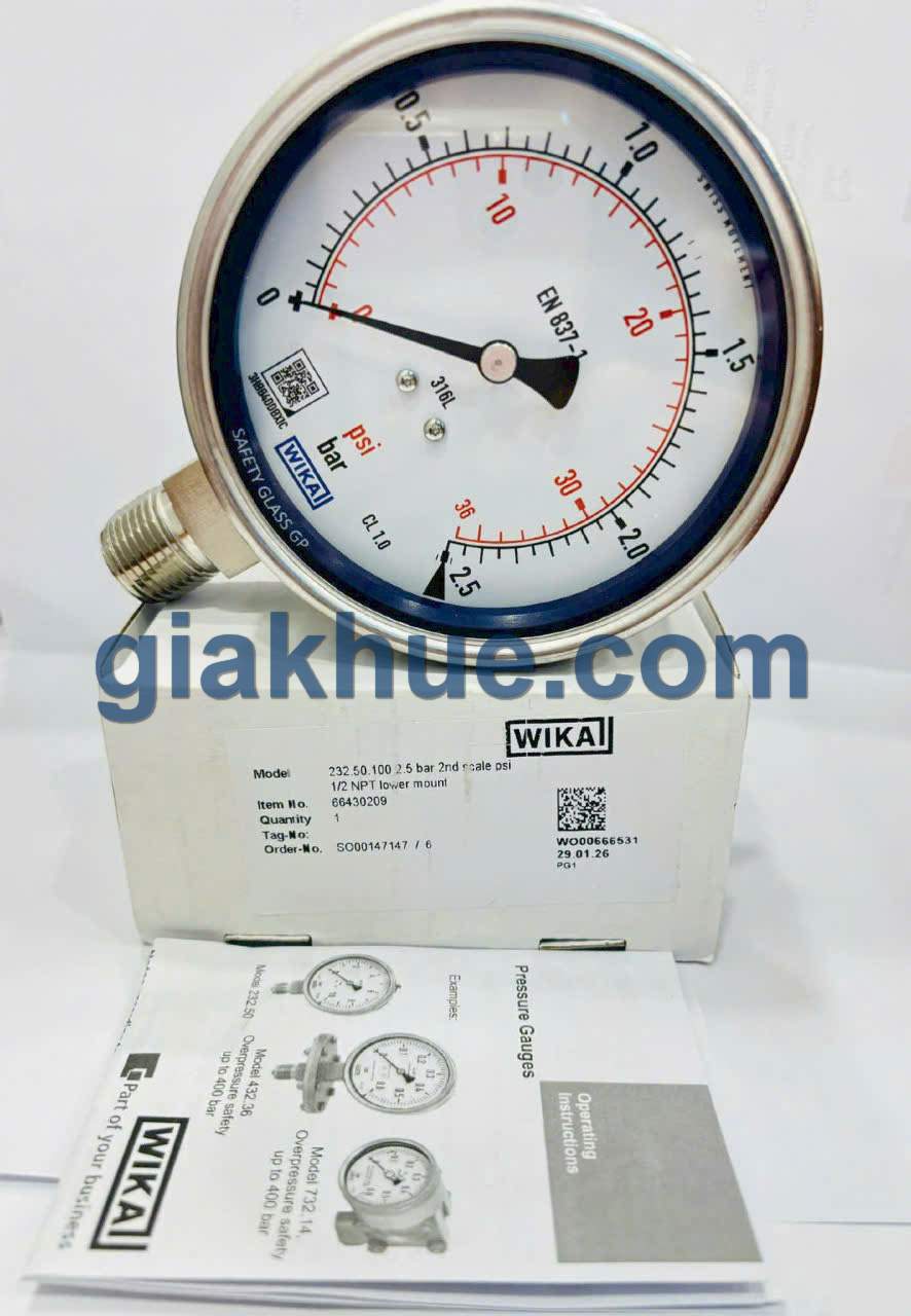 Đồng hồ đo áp suất Wika 232.50 thực tế tại kho Gia Khuê TP.HCM