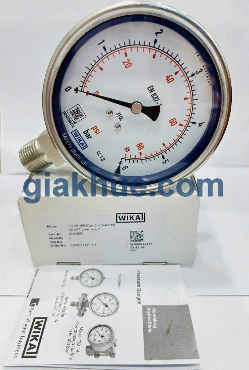 Đồng hồ đo áp suất Wika 232.50 thực tế tại kho Gia Khuê TP.HCM