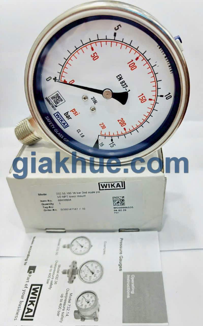 Đồng hồ đo áp suất Wika 232.50 thực tế tại kho Gia Khuê TP.HCM