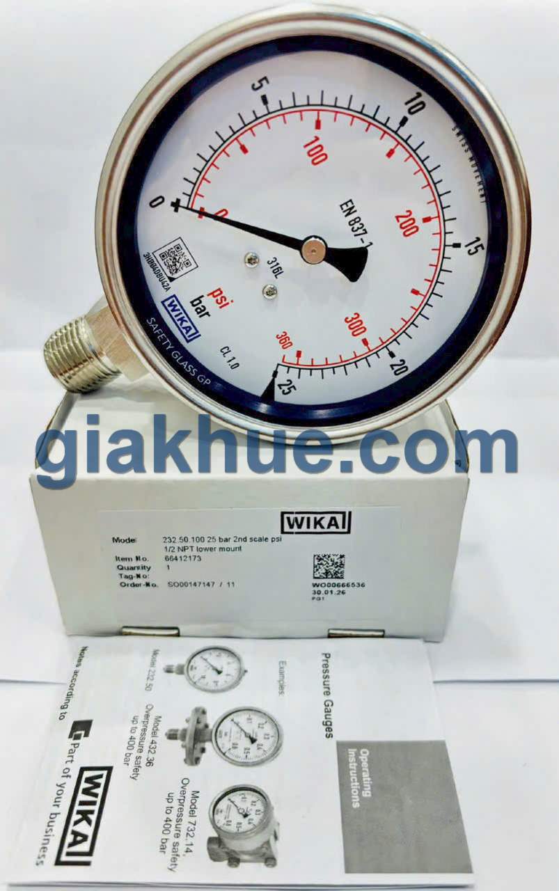 Đồng hồ đo áp suất Wika 232.50 thực tế tại kho Gia Khuê TP.HCM
